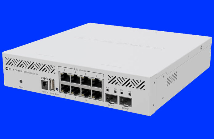 MikroTik CRS310 8G+2S+IN Front Angle Image