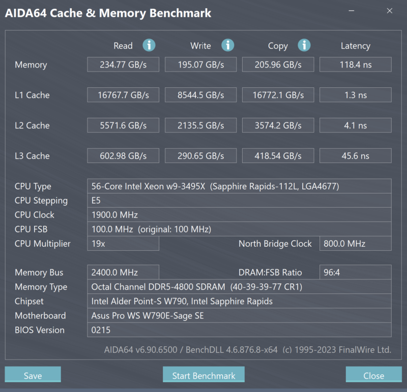 Configuración SK Hynix AIDA64 512GB DDR5 4800