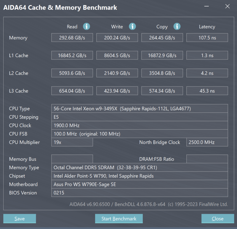 V Color AIDA64 256GB DDR5 6400 Configuration