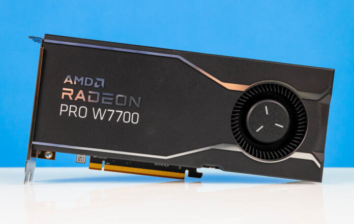 AMD Radeon Pro W7700 Front Close 1