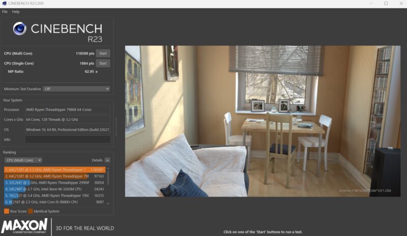 AMD Ryzen Threadripper 7980X AI Tuner Cinebench R23