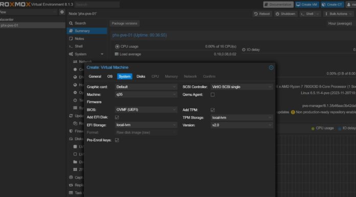 Proxmox VE 8.1 Brings SDN and More for its Popular Virtualization Platform Proxmox VE 8.1 Create VM TPM