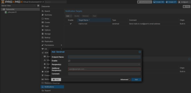Proxmox VE 8.1 Notifications