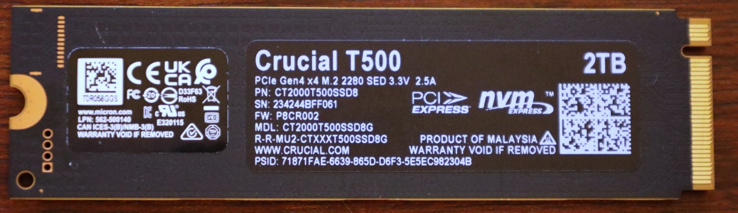 Crucial T500 2TB Back