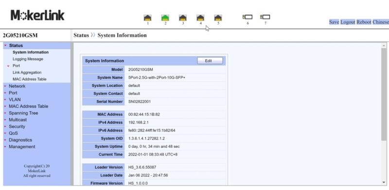 Mokerlink 2G05210GSM Management Dashboard