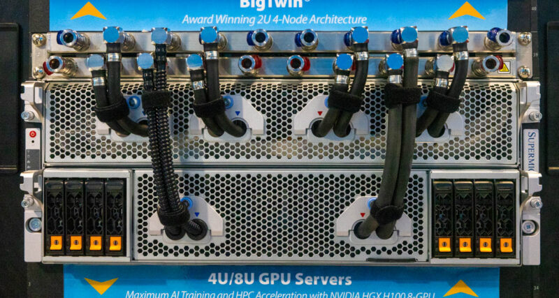 Sistema de GPU universal Supermicro 4U para NVIDIA HGX H100 y HGX 200 con refrigeración líquida en SC23 2