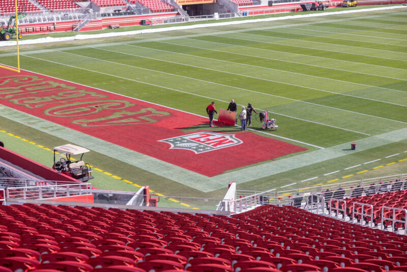 49ers Levis Stadium End Zone Being Painted 1