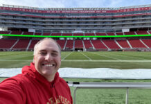 The Winter Olympic Games and Super Bowl Weekend STH Throwbacks Patrick On The Field At 49ers Levis Stadium