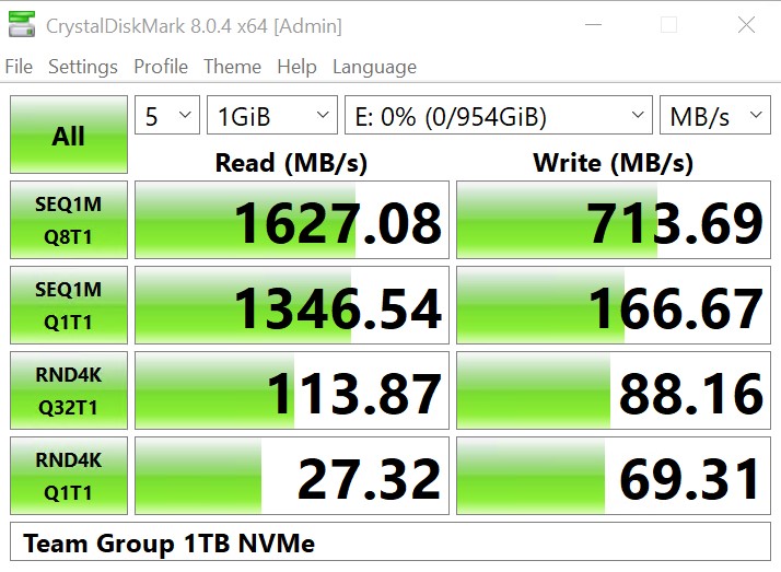 Qotom C3758 Team Group 1TB NVMe SSD CrystalDiskMark