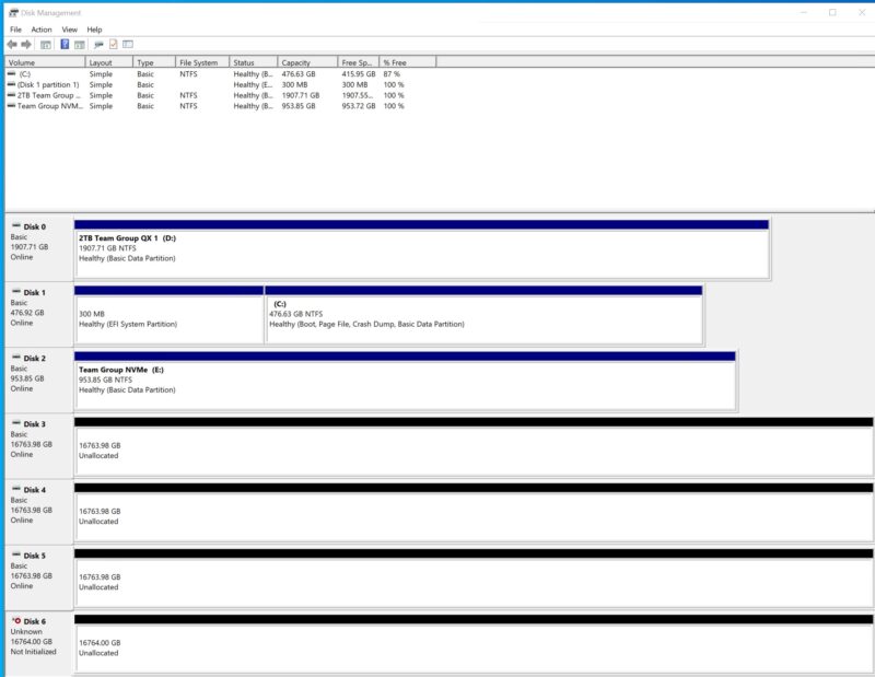 Qotom C3758 With QNAP TL D400S With 4x 18TB Drives And Drive 1 Unhappy