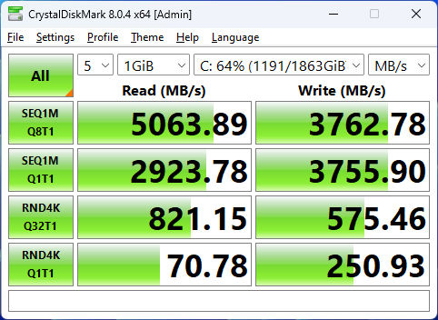 Samsung 990 EVO 2TB 2TB CrystalDiskMark 1GB