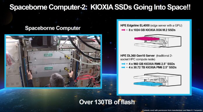 HPE Servers and Kioxia SAS and NVMe SSDs to the ISS in the HPE Spaceborne Computer-2 Kioxia SSDs In HPE Spaceborne Computer 2 HPE Edgeline EL4000 And HPE DL360 Gen10