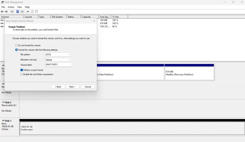 QNAP TR 002 With Two 20TB Seagate Exos X22 Partition Manager Create Partition