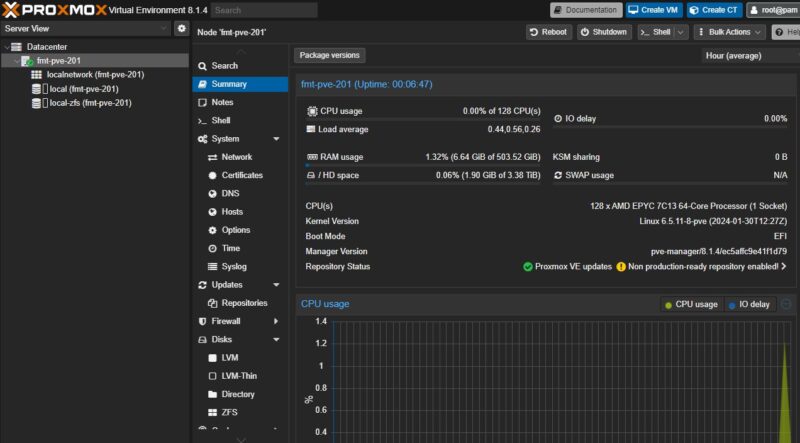 AMD EPYC 7C13 In Promxox VE