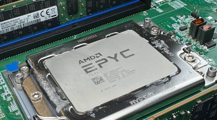 AMD EPYC 7C13 is a Surprisingly Cheap and Good CPU AMD EPYC 7C13 In Socket