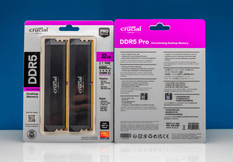 Crucial Pro 16GB DDR5 6000 2x 32GB Kit Packages Front And Back