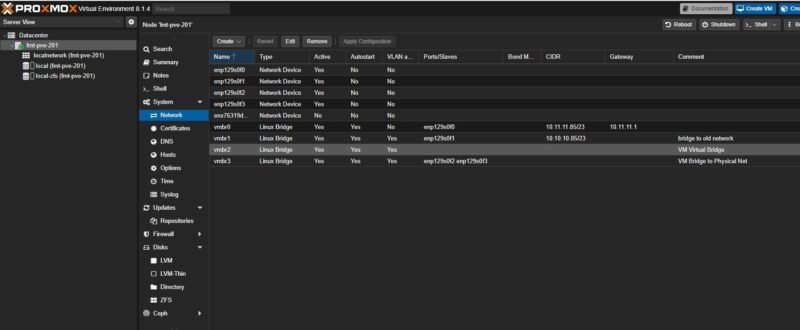 Proxmox VE With 4x Port Network Card Four Options