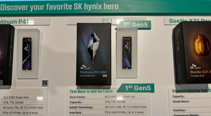 SK hynix Platinum P51 PCIe Gen5 M.2 NVMe SSD Shown SK Hynix P51 PCIe Gen5 M.2 SSD At NVIDIA GTC 2024