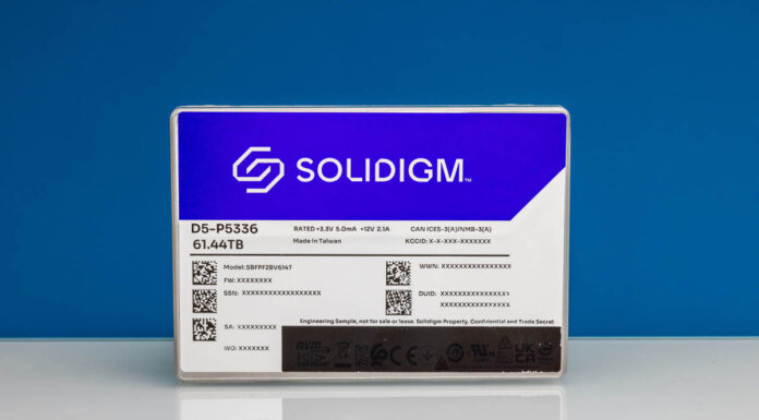 Solidigm D5-P5336 61.44TB SSD Review Hard Drives Lost Solidigm D5 P5336 61.44TB NVMe SSD Label