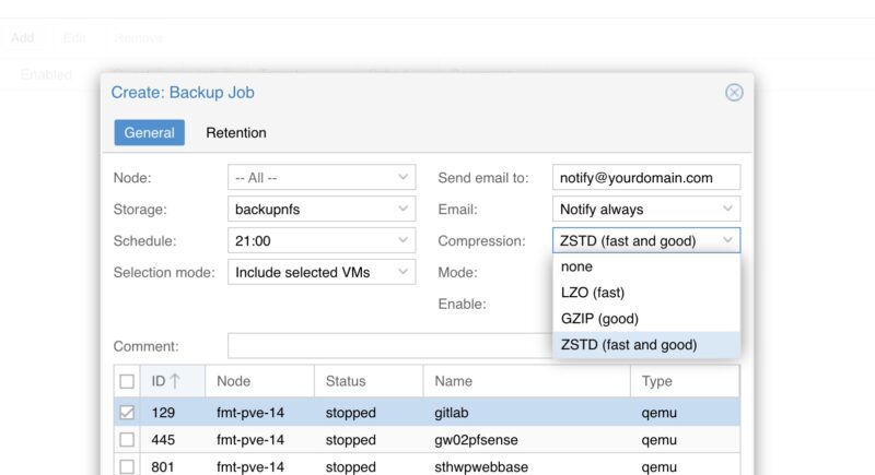 Proxmox VE Backup Compression