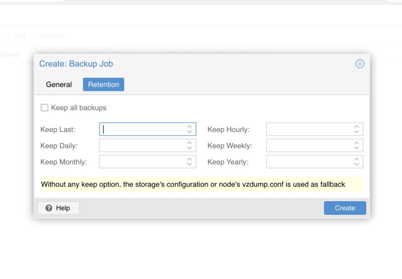 Proxmox VE Backup Retention Options