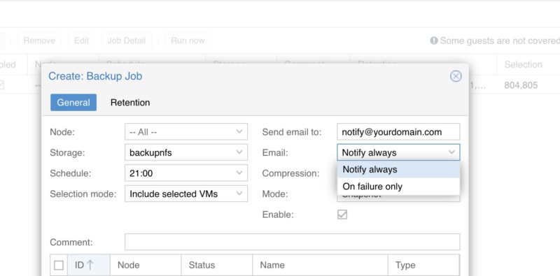 Proxmox VE E Mail Notification And When