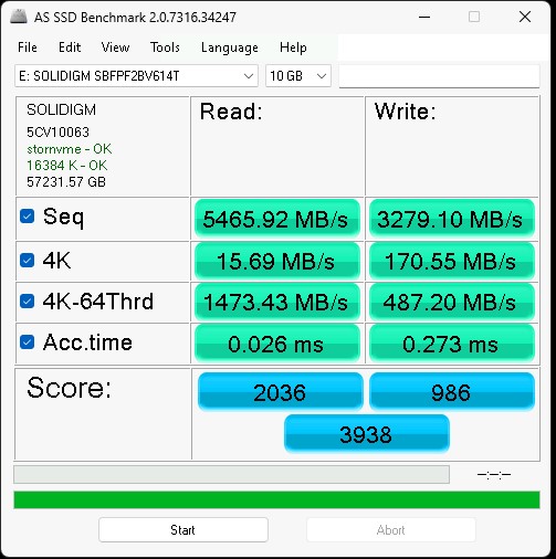 Solidigm D5 P5336 61.44TB AS SSD 10GB