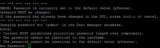 PfSense 24.03 Update Console New Password