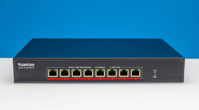 YuanLey YS100-0800TP 8-Port 10Gbase-T Switch With PoE Is So Close YuanLey YS100 0800TP Front 1