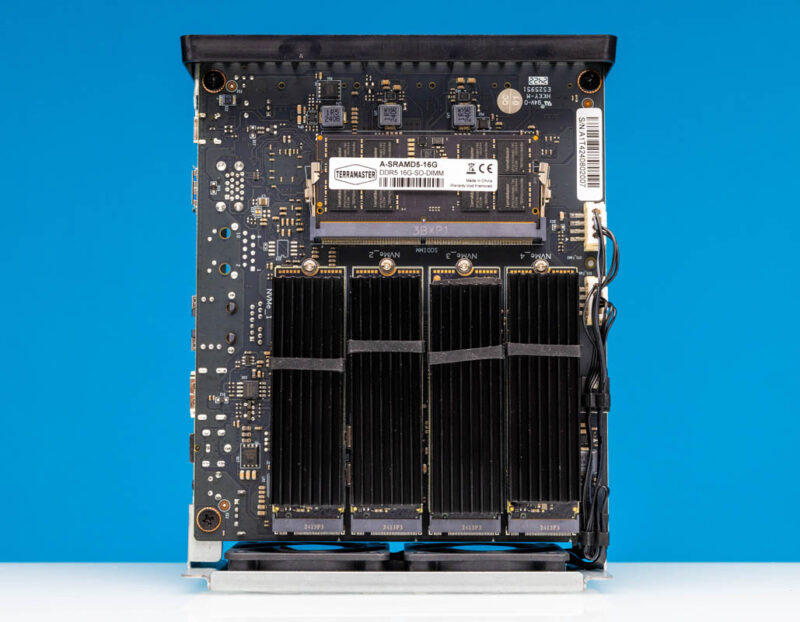 TerraMaster F8 SSD Plus SODIMM Side With NVMe SSDs Installed 4