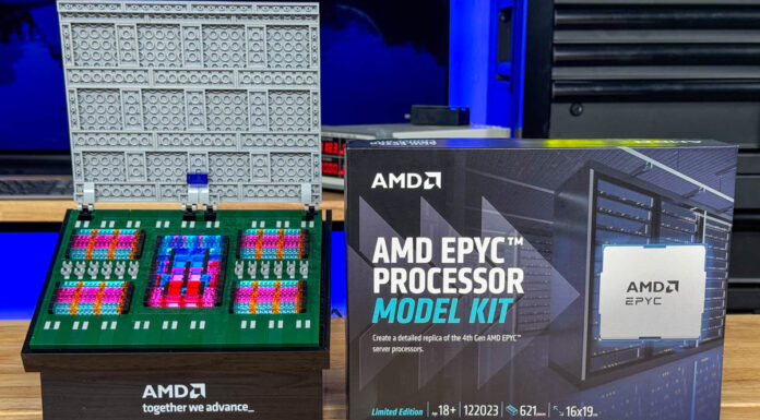 The 4th Gen AMD EPYC LEGO Model You Have Dreamed Of 4th Gen AMD EPYC Lego Model With Box Stand 1