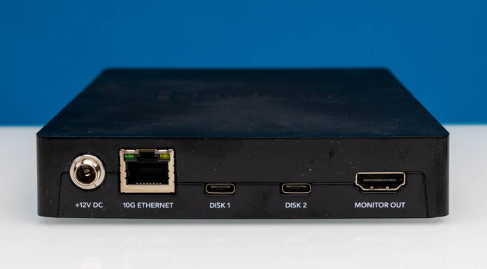 Blackmagic Cloud Pod 10GbE USB SSD Sharing Device Blackmagic Cloud Pod Rear Ports