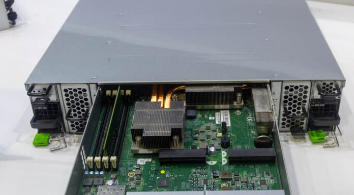 AI Servers Robot Dogs and Liquid Cooling at the ASUS SC24 Booth ASUS VS3200 RS26 Dual Xeon D Controller 26 Bay Storage At SC24 4