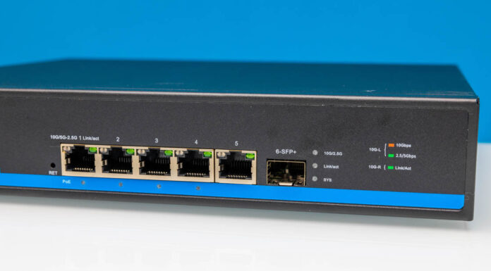 The Hasivo S600WP-5XGT-1SX-SE Might Be The Best 6-port 10GbE Switch with PoE Hasivo S600WP 5XGT 1SX SE Front SFP And DC Input