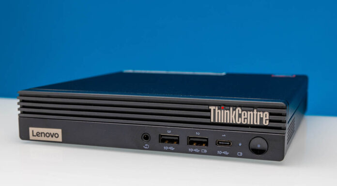 Lenovo ThinkCentre M75q Tiny Gen5 Review An AMD Ryzen Powered TinyMiniMicro Lenovo ThinkCentre M75q Tiny Gen5 Front Angle