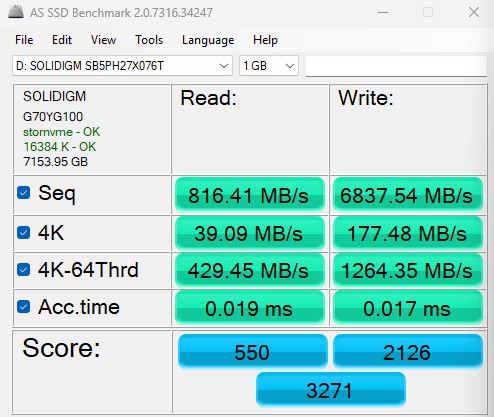 Solidigm D7 PS1010 AS SSD 1GB