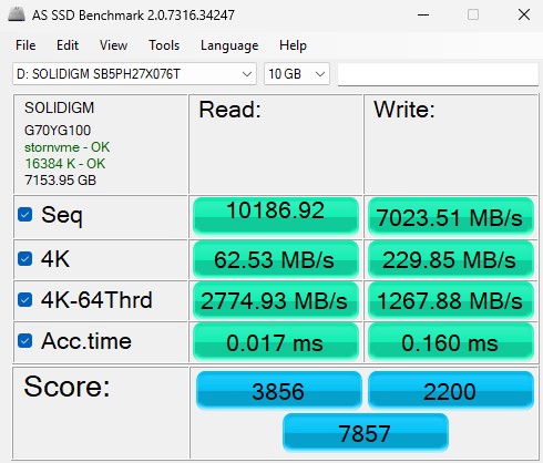 Solidigm D7 PS1010 AS SSD 8GB