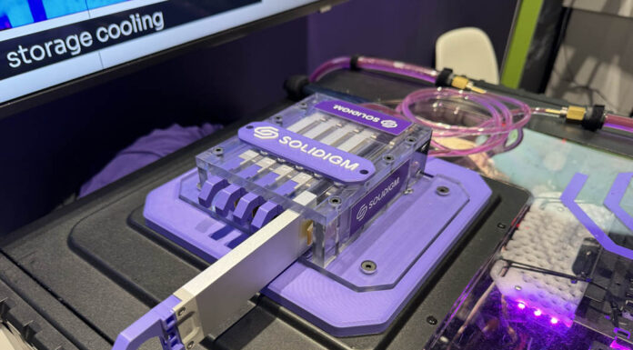 This is the Solidigm Liquid-Coolable NVMe SSD Design Solidigm D7 PS1010 9.5mm Cold Plate Kit Removal