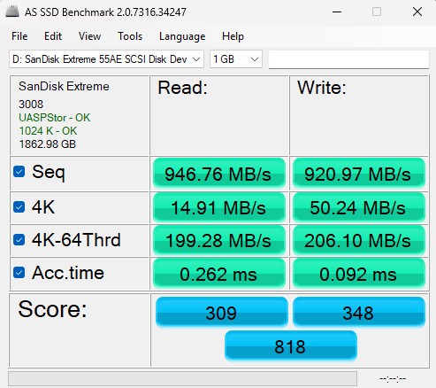 AS SSD Sandisk Extreme 1GB