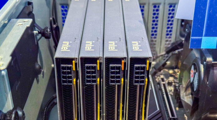 Intel Arc Pro B50 and B60 For Lower Cost Pro GPUs and 18A Panther Lake Shown at Computex 2025 Intel Arc Pro B60 Turbo ASrock Battlematrix At Computex 2025 3