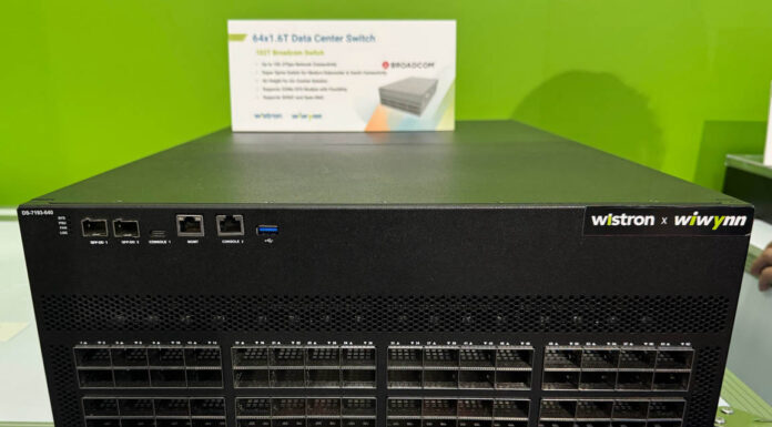 Broadcom Tomahawk 6 102.4T 64-port 1.6TbE Switches at Computex 2025 64 Port 1.6TbE 102.4T Broadcom Tomahawk 6 Switch From Wistron And Wiwynn DS 7193 640 At Computex 2025