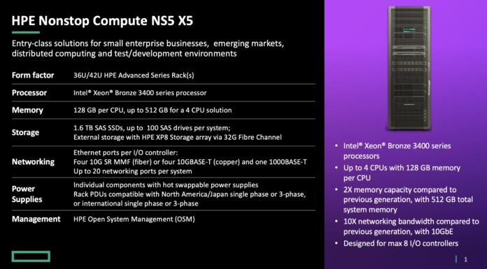 HPE NonStop Systems Get an Intel Sapphire Rapids Refresh HPE Nonstop Compute NS5 X5