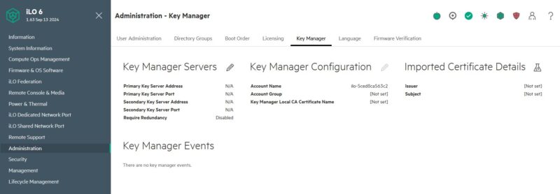 HPE ILO 6 Advanced Administration Key Manager