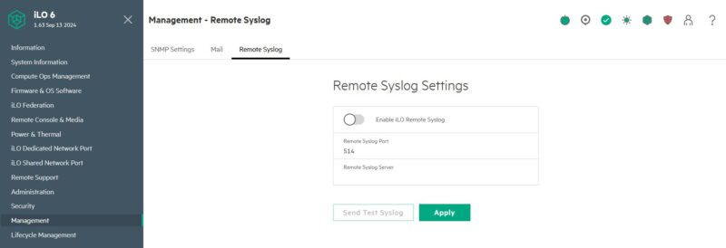 HPE ILO 6 Advanced Management Remote Syslog