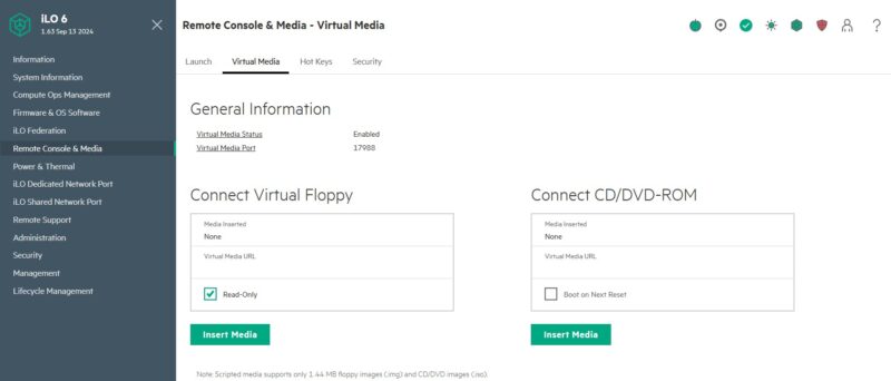 HPE ILO 6 Advanced Remote Console Media Virtual Media
