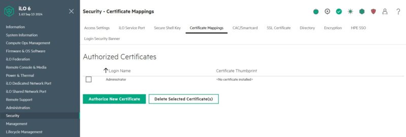 HPE ILO 6 Advanced Security Certificate Mappings