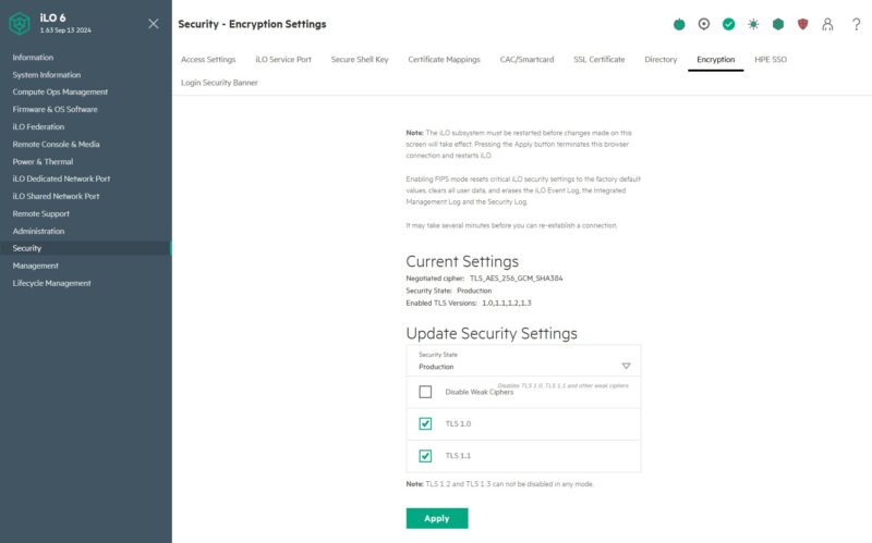 HPE ILO 6 Advanced Security Encryption