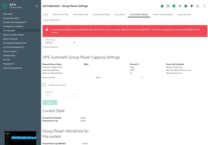 HPE ILO 6 Advanced ILO Federation Group Power Settings HPE ILO 6 Advanced ILO Federation Group Power Settings