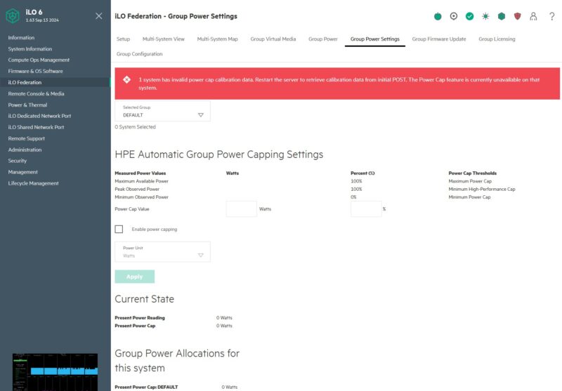 HPE ILO 6 Advanced ILO Federation Group Power Settings