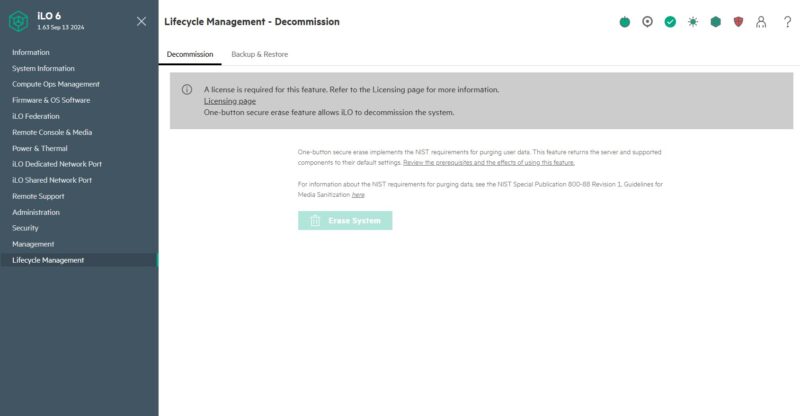 HPE ILO 6 Essentials Lifecycle Management Decommission Requires License
